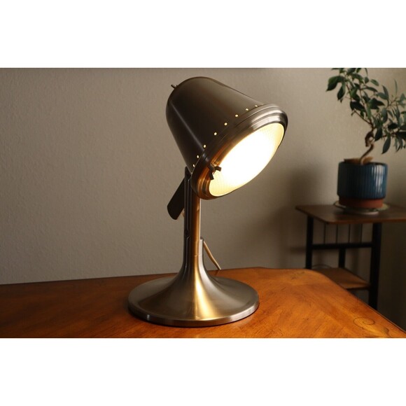 VTG Table Flood Stage Spot Light Lamp Adj Industrial Bullet Tilting Porthole Sil - Picture 2 of 16